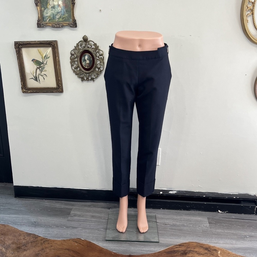 OBUS Navy Blue Tailored Tapered Trousers Adjustable Side Tabs Size 1